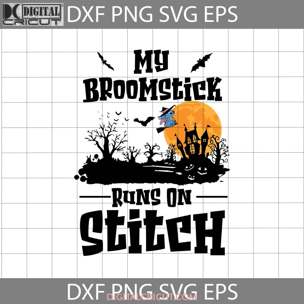 My Broomstick Runs On Stitch Svg, Stitch Witch Svg, Halloween svg