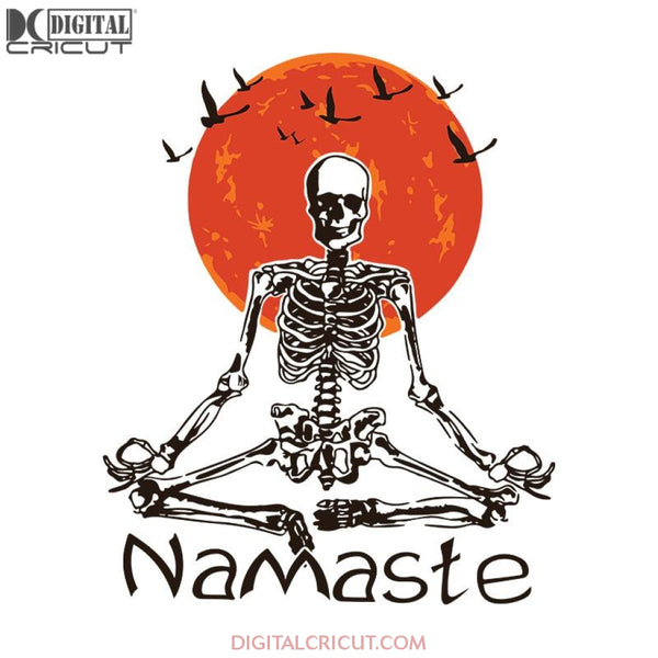 Namaste Skeleton Halloween namaste yoga, namaste yoga svg, namaste yoga png