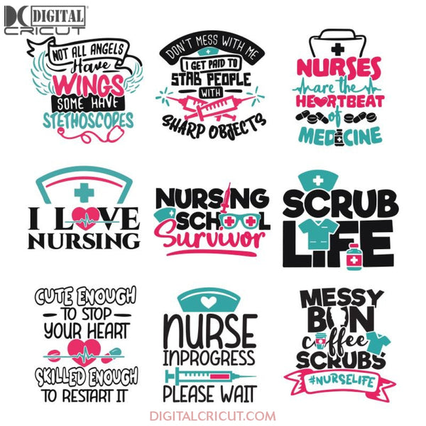 Nursing Svg, Nurse Svg, Bundle, Cricut File, Nurse Life Svg, Wife Mom Nurse Svg, Cricut File 3