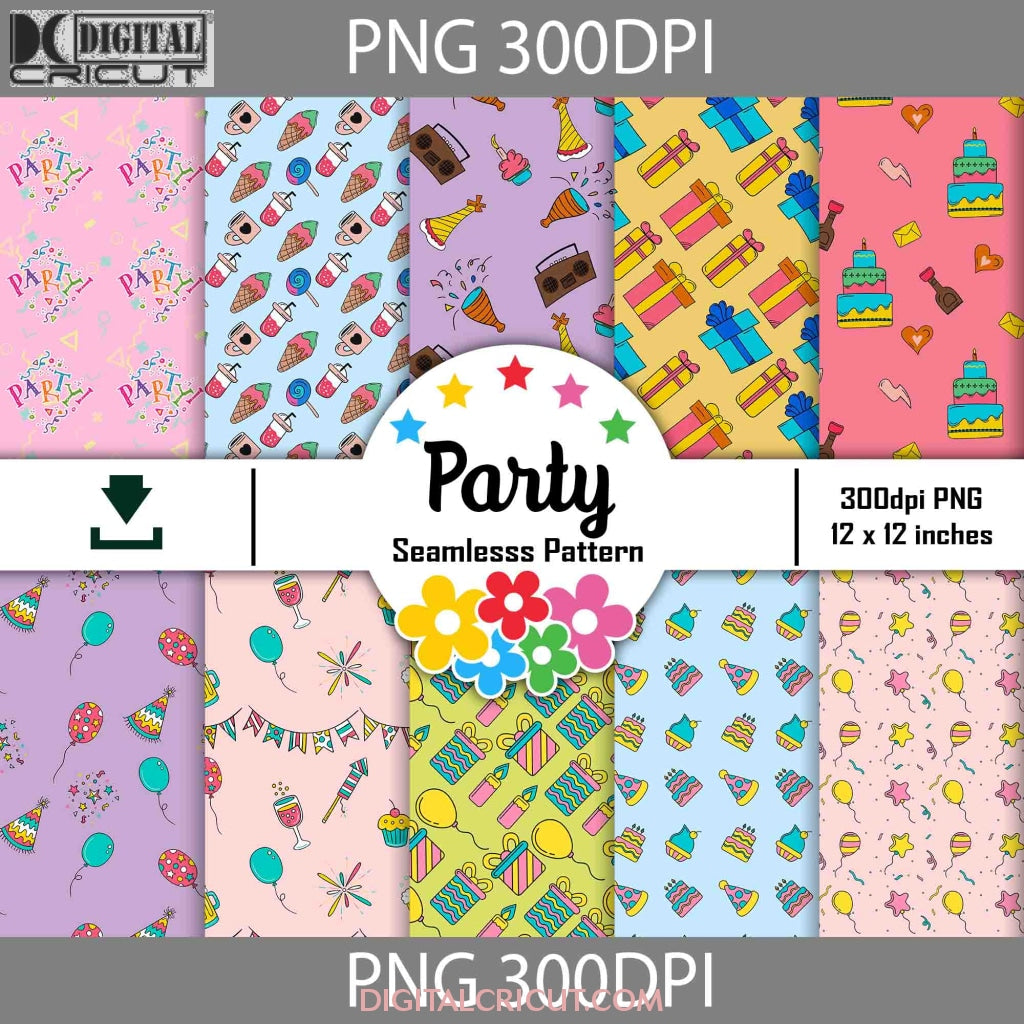 Party Seamlesss Pattern, Digital Papers, Scrapbook Papers, Pattern Pap ...