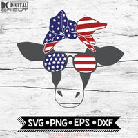 Patriotic Cow, 4th of july, Cow america flag, Svg, Cricut File