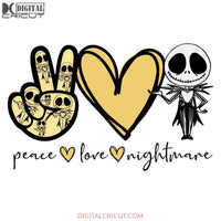 Peace Love Nightmare Jack Skellington Halloween Svg, Halloween Svg, Cricut, Clipart, Jack Skellington Svg