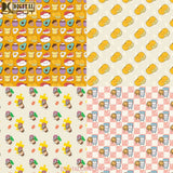 Perfect Match Seamless Pattern Digital Papers Scrapbook Paper Background Wallpaper Coffee And Donut