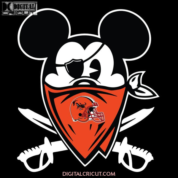 Pirate Mickey Mouse Svg, Cleveland Browns Svg, NFL Svg, Football Svg, Cricut File, Clipart, Mickey Svg, Love Football Svg, Png, Eps, Dxf