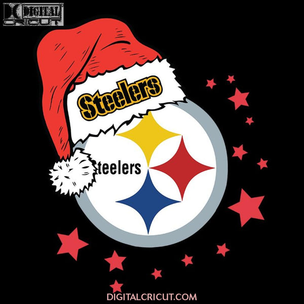 Pittsburgh Steelers Hat Santa Svg, Cricut File, Clipart, Football Svg, NFL Svg, Sport Svg, Christmas Svg, Png, Eps, Dxf