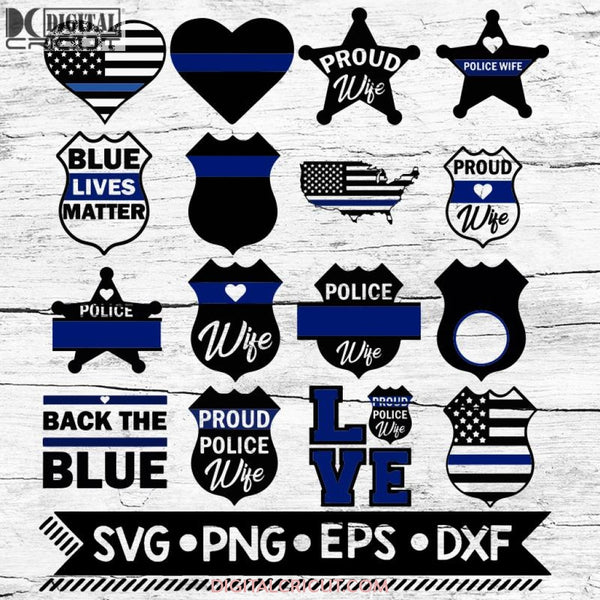 Police Wife Svg, Monogram Svg, Police Badge Svg, Bundle, Police Svg, Back The Blue Svg
