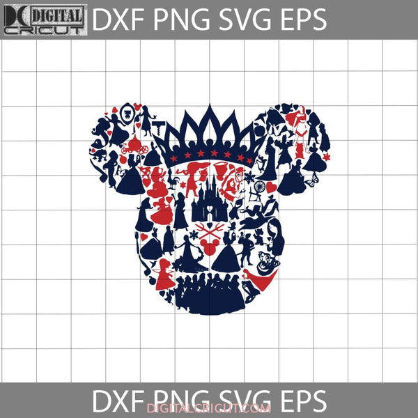 Princess Collage Svg Tiana Mickey Head 4Th Of July Independence Day Usa Flag Cricut File Clipart Png