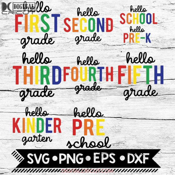 Rainbow Hello School Svg Bundle Back To First Day Of