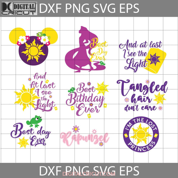 Rapunzel Svg Tangled Princess Bundle Cartoon Cricut File Clipart Png Eps Dxf