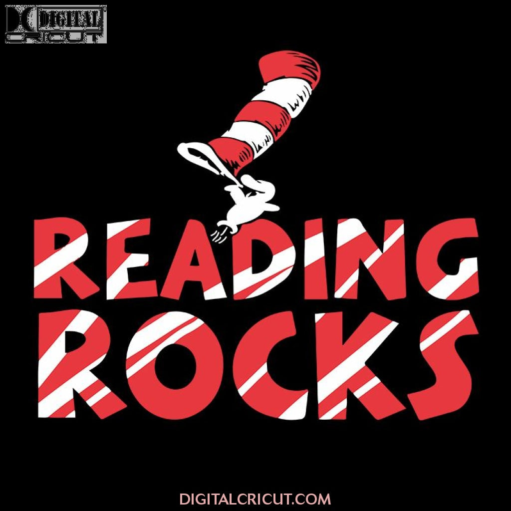 Reading Rocks Svg, Cat Wears Red Hat Svg, Png, Eps, Dxf – Digitalcricut