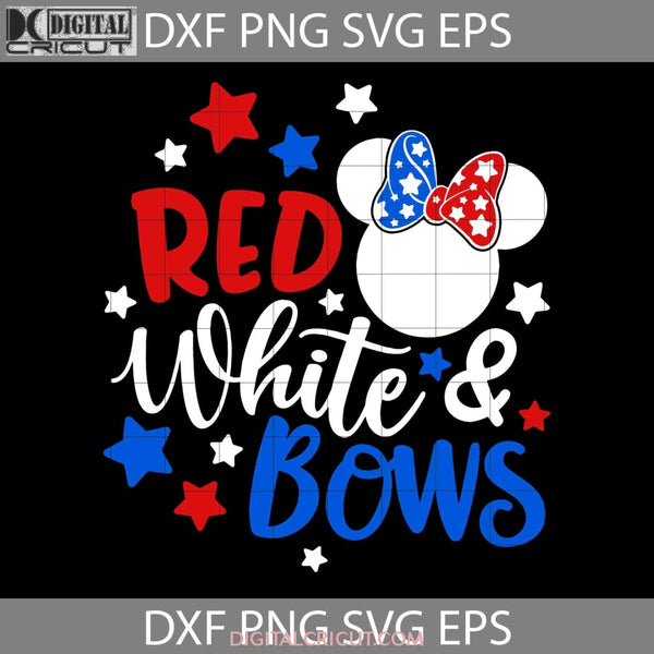 Red White And Bows Svg Minnie Usa Flag America Stars Ribbon 4Th Of July Cartoon Cricut File Clipart