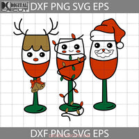 Reindeer Santa Lights Wine Glass Svg Christmas Cricut File Clipart Png Eps Dxf