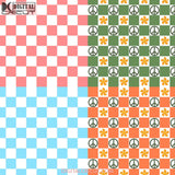 Retro Checkerboard Seamless Pattern Scrapbook Digital Paper Wallpaper Background 12*12Inches -300Dpi
