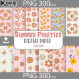 Retro Vibes Happy Face Seamless Pattern Digital Papers Scrapbook Paper Background Wallpaper