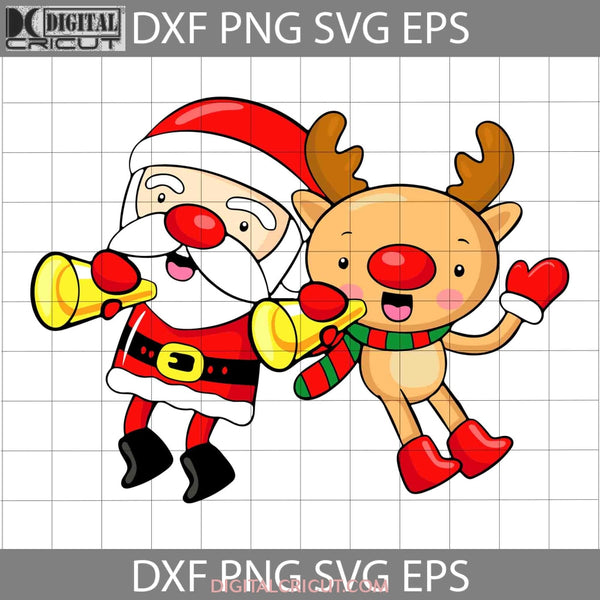 Santa And Reindeer Merry Christmas Svg Cricut File Clipart Png Eps Dxf