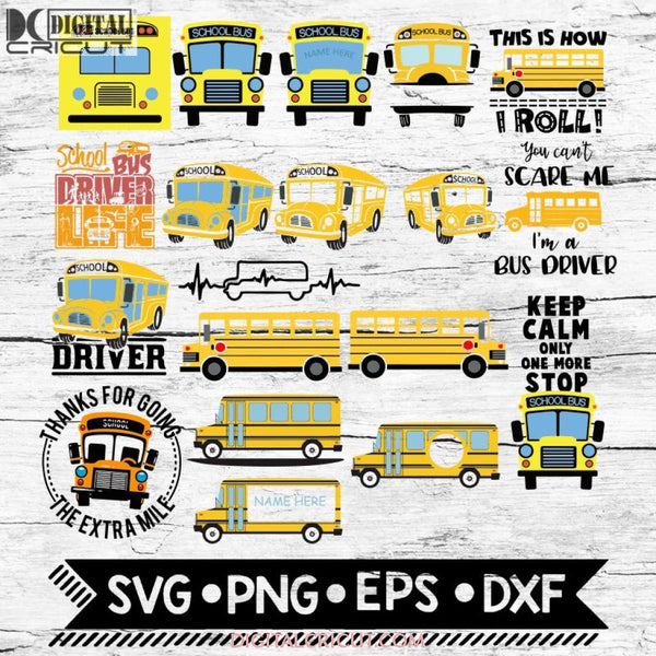 School Bus Svg Driver Monogram Split Quotes Phrases Svg Dxf Eps Png Format Layered Cutting Files