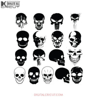 Skull Svg, Skull Clipart, Skull Cut Files For Silhouette, Skull Files for Cricut, Bundle, Halloween Svg