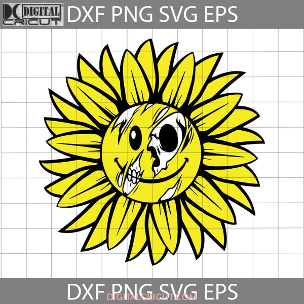 Smiley Flower Skull Svg Halloween Svg Cricut File Clipart Png Eps Dxf