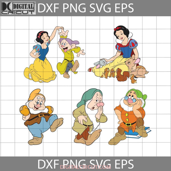 Snow White And The Seven Dwarfs Svg Bundle Cartoon Birthday Cricut File Clipart Png Eps Dxf