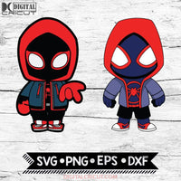 Spider-man, Miles Morales, into Spider verse characters, Marvel Comic Svg Marvel Svg, Cartoon Svg, Svg
