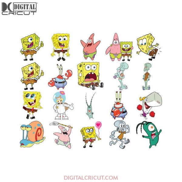 Spongebob Svg, Bundle, Cartoon Svg, Cricut File, Funyy Snongebob Svg