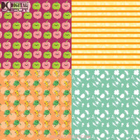 Sporty Fruits Seamless Pattern Digital Papers Scrapbook Paper Background Wallpaper Banana Watermelon