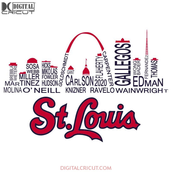 St. Louis Pro Baseball Team Skyline Names Svg Sport