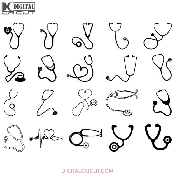 Stethoscope Bundle Svg Files For Silhouette Cricut Dxf Eps Png Instant Download1