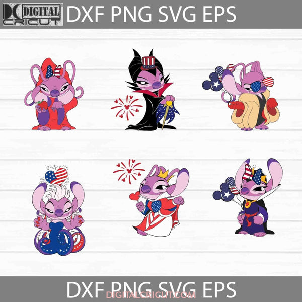 Stitch 4Th Of July Svg Inspired Ursula Maleficent Cartoon Svg Independence Day Usa Flag Bundle