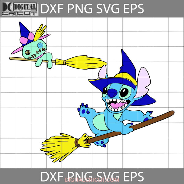 Stitch Riding A Witchs Broom Svg Halloween Cricut File Clipart Png Eps Dxf