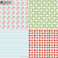 Strawberry Seamless Pattern Digital Papers Scrapbook Paper Pink Background Wallpaper Fruit