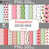 Strawberry Seamless Pattern Digital Papers Scrapbook Paper Pink Background Wallpaper Fruit