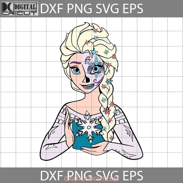 Elsa Sugar Skull Svg Frozen Cartoon Svg Halloween Cricut File Clipart Png Eps Dxf