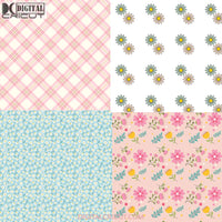 Summer Blooms Flowers Seamless Pattern Digital Papers Scrapbook Paper Background Wallpaper