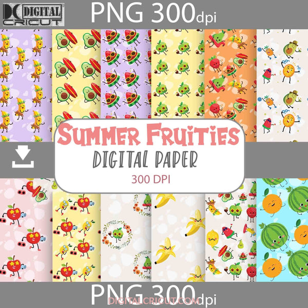 Summer Fruities Seamless Pattern Digital Papers Scrapbook Paper Background Wallpaper Banana