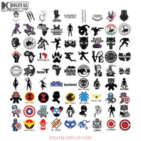 Superhero Bundle SVG PNG Clipart Files Cricut Marvel black panther