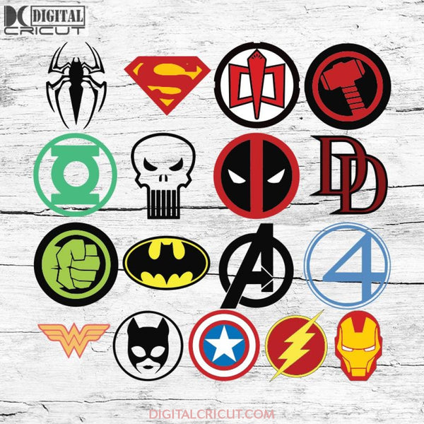 Superhero Logo Svg, Superhero Svg, Cartoon Svg, Cricut File, Svg, Marvel Svg, DC Svg