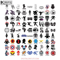 Superhero Svg, Bundle, Clipart Files, Cricut, DC Marvel Svg, Black Panther, Deadpool, Batman, Spiderman, Punisher, Clipart