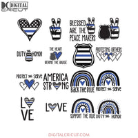 Support Police, Back the Blue, Protect, Police Svg, Cricut File, Bundle, Police Flag Ribows Svg