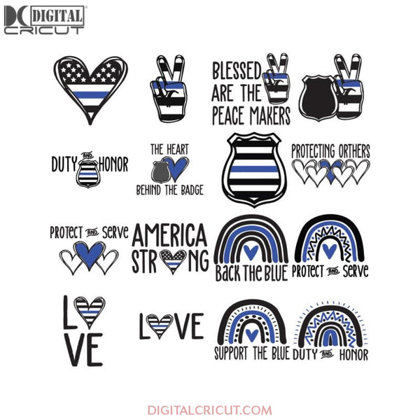 Support Police, Back the Blue, Protect, Police Svg, Cricut File, Bundle, Police Flag Ribows Svg