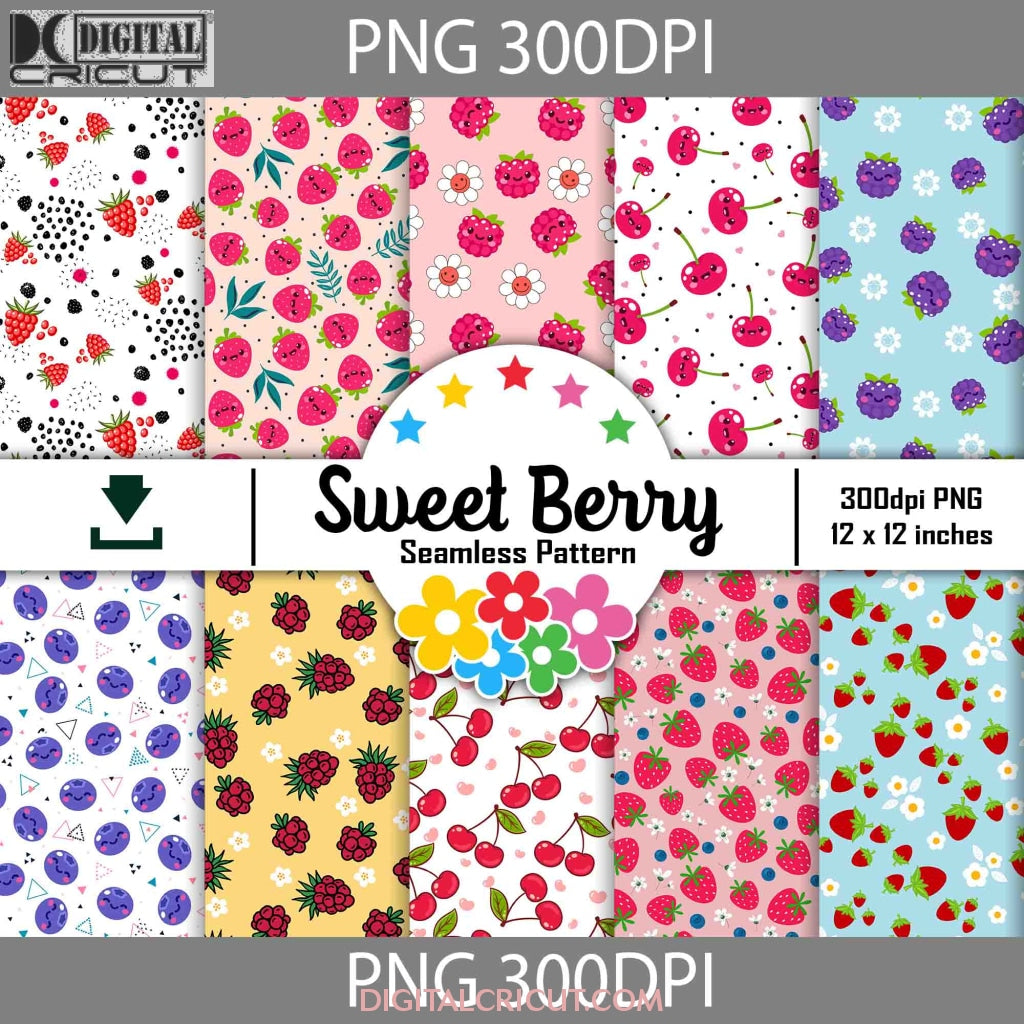 Berry Basic Patterns Sweet Berry Seamlesss Pattern, Digital Papers, Scrapbook Papers ...