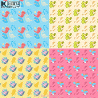 Sweet Dinos Seamless Pattern Digital Papers Scrapbook Paper Background Wallpaper Dinosaur