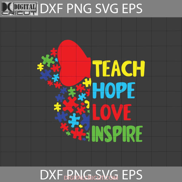 Teach Hope Love Inspire Svg Autism Minnie Head Back To School Cricut File Clipart Png Eps Dxf