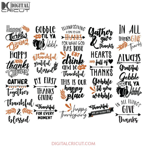 Thanksgiving Svg, Bundle, Thanksgiving, Cricut File, Fall Svg, Blessed Svg, Tuckey Svg, Thanksgiving Quotes