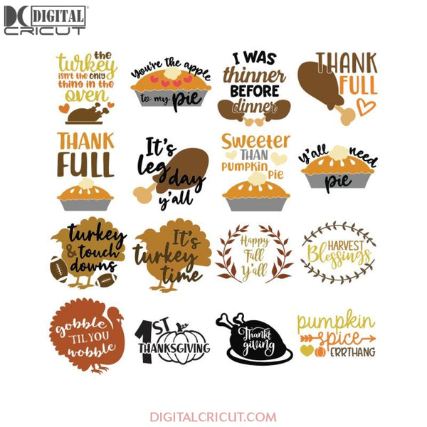 Thanksgiving Svg, Bundle, Gobble gobble Svg, Thankful Svg, Turkey Svg, Cricut File, Clipart, Leaf Svg, Cake Svg