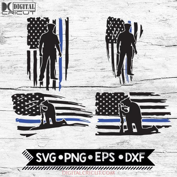 Thin Blue Line Svg, Police Svg, Blue Lives Matter Svg, American Flag Svg, Cricut File, Bundle, Svg