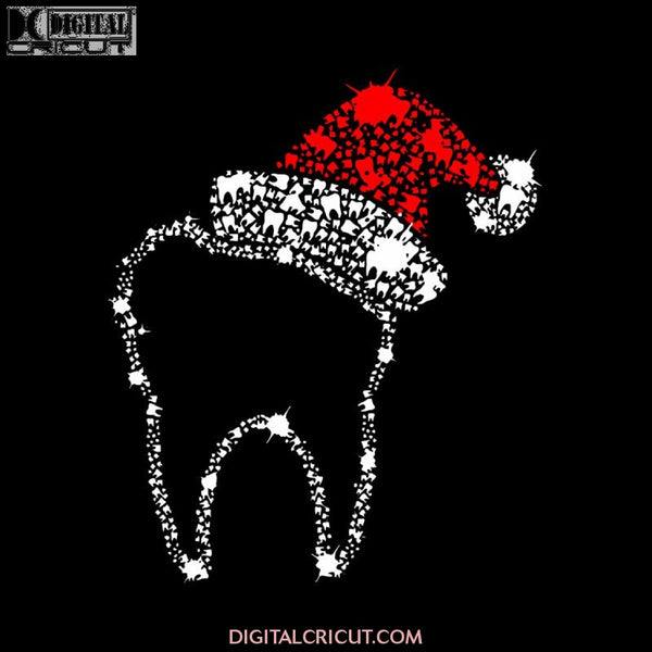 Tooth Christmas Svg, Christmas Svg, Merry Christmas Svg, Santa Hat Svg, Dentist Svg, Cricut File, Clipart, Svg, Png, Eps, Dxf