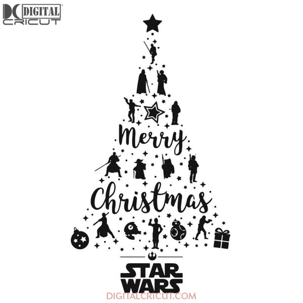 Star Wars Christmas Tree Disney Movie StarWars Logo Xmas Holiday Vector Clipart, Cricut File, Christmas Svg, Star Wars Svg, Christmas Tree Svg