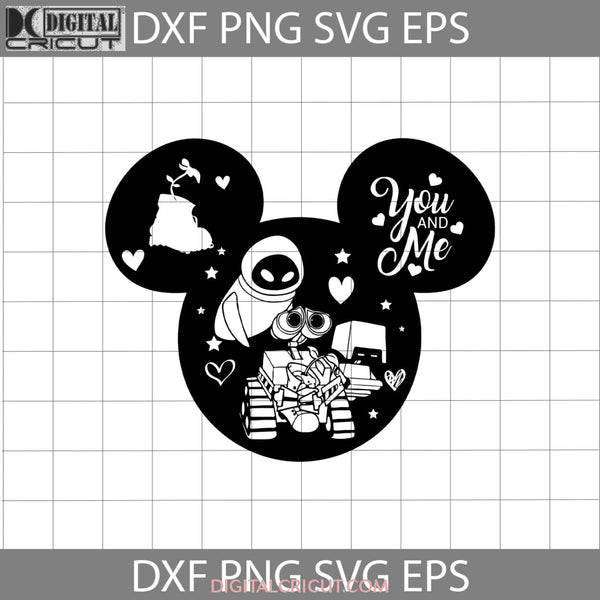 Wall E And Eva Love Svg Wall-E Mickey Head Cartoon Cricut File Clipart Png Eps Dxf