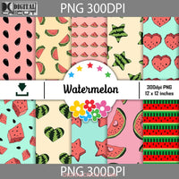 Watermelon Pattern Digital Download Frutti Paper Pack Scrapbook Summer 12*12Inches -300Dpi